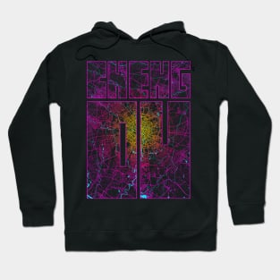 Chengdu, China City Map Typography - Neon Hoodie